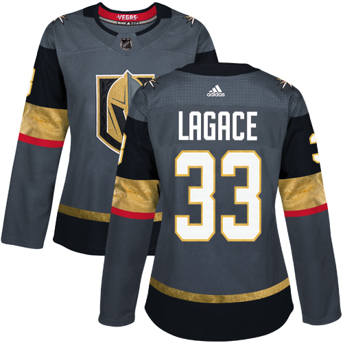Adidas Golden Knights #33 Maxime Lagace Grey Home Authentic Women's Stitched NHL Jersey - Click Image to Close